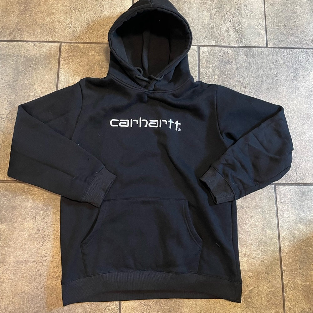 Carhartt WIP Black Hoodie with White Logo